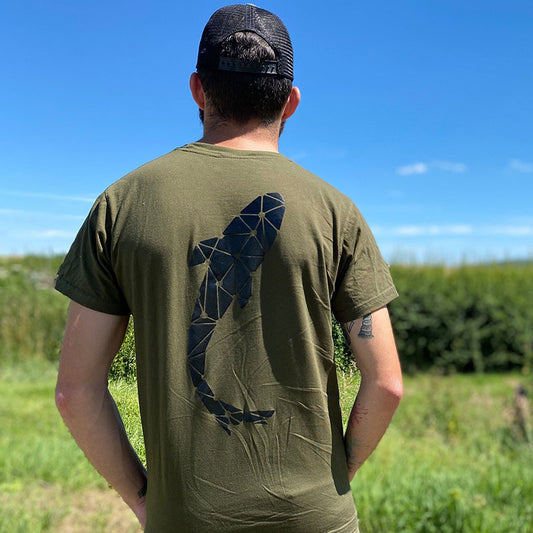 Tshirt kaki carpe carpiste connected carper