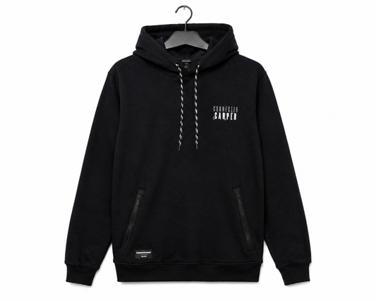 Sweat à Capuche Pêche Carpe Geometric Black | Connected Carper