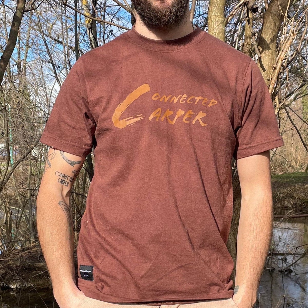 T-shirt marron carpe peche connected carper