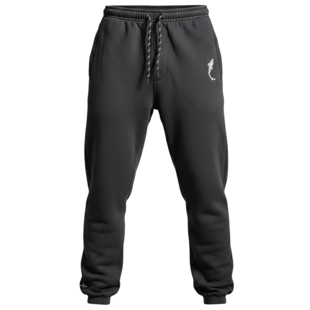 Jogging noir Connected Carper en coton avec cordon de serrage bicolore et logo brodé blanc sur la cuisse