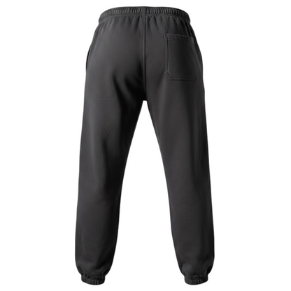 Vue arrière du jogging noir Connected Carper avec taille élastique, chevilles resserrées et poche arrière à scratch