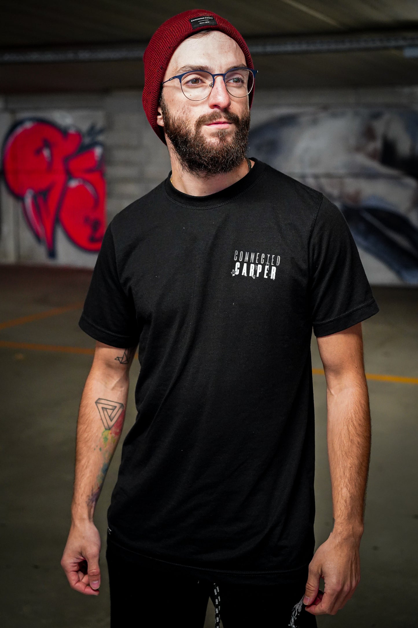 T-shirt Pêche Carpe Geometric Black | Connected Carper